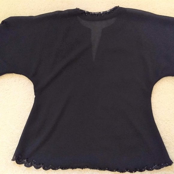 vintage 80s sequin beaded sheer floral top EUC - Picture 6 of 14